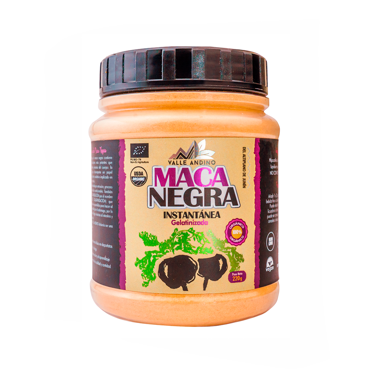 Maca Negra orgánica instantanea en polvo x 220g