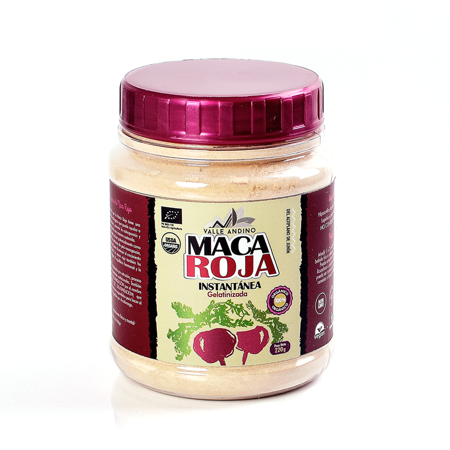 Maca Roja orgánica instantanea en polvo x 220 g