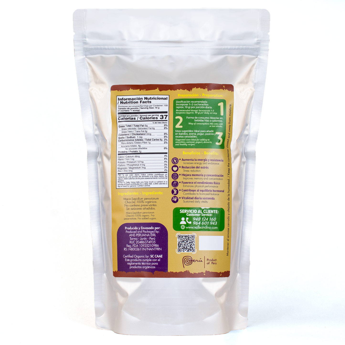 Triple maca orgánica instantánea en polvo x 1kg