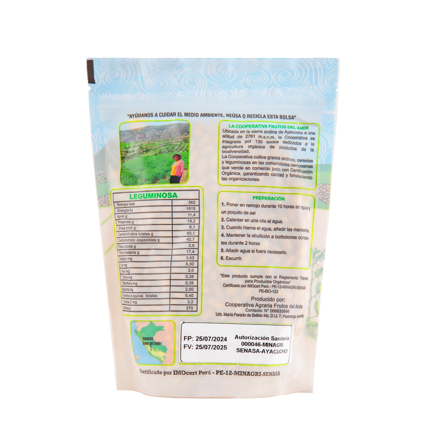 Frejol Canario Orgánico, Bolsa x 500 g