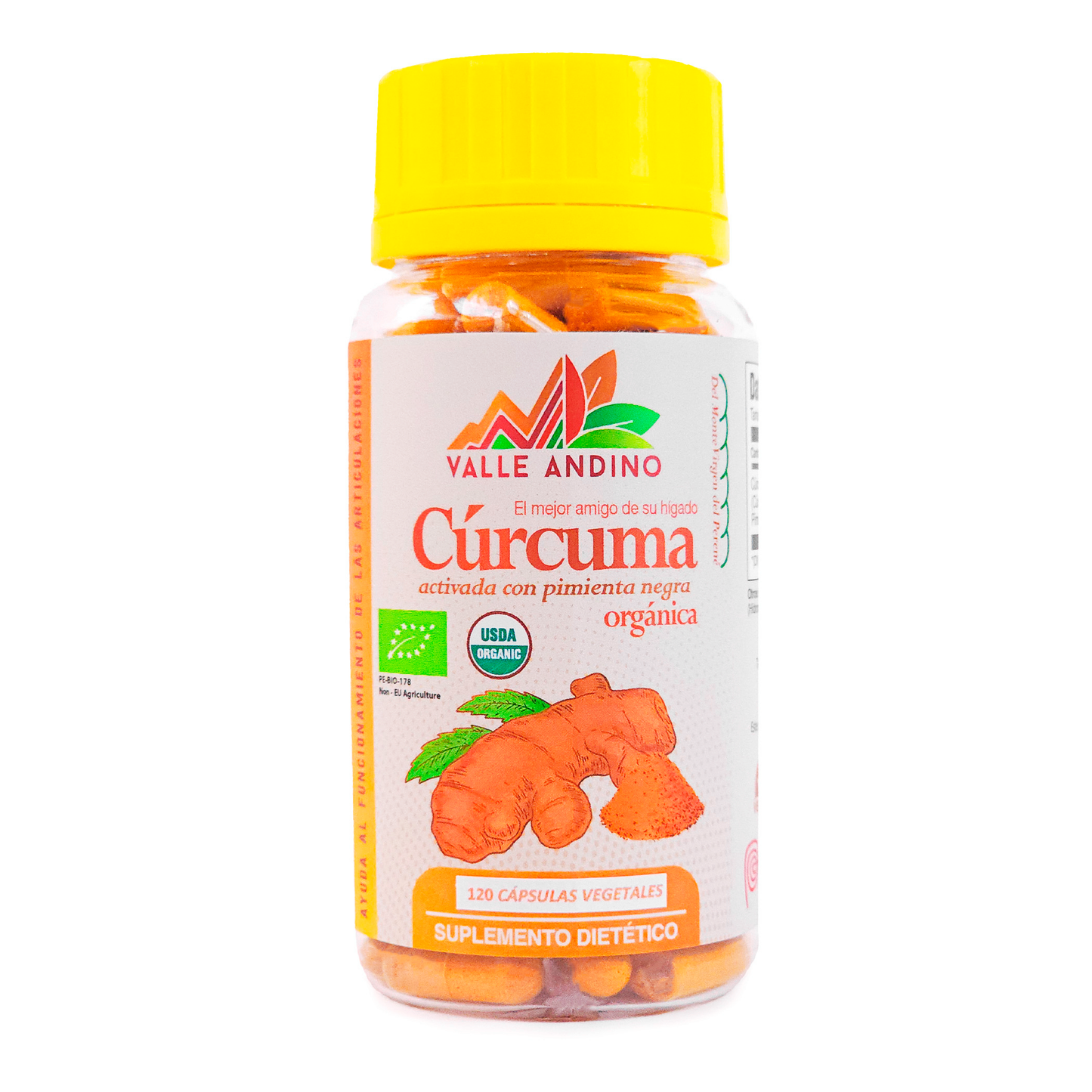 Cúrcuma activada orgánica en cápsula vegetal