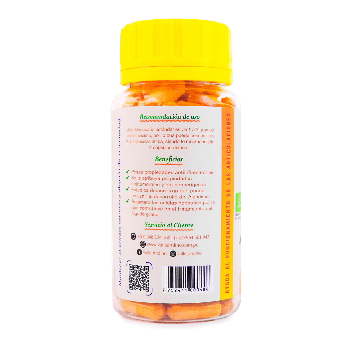 Cúrcuma activada orgánica en cápsula vegetal