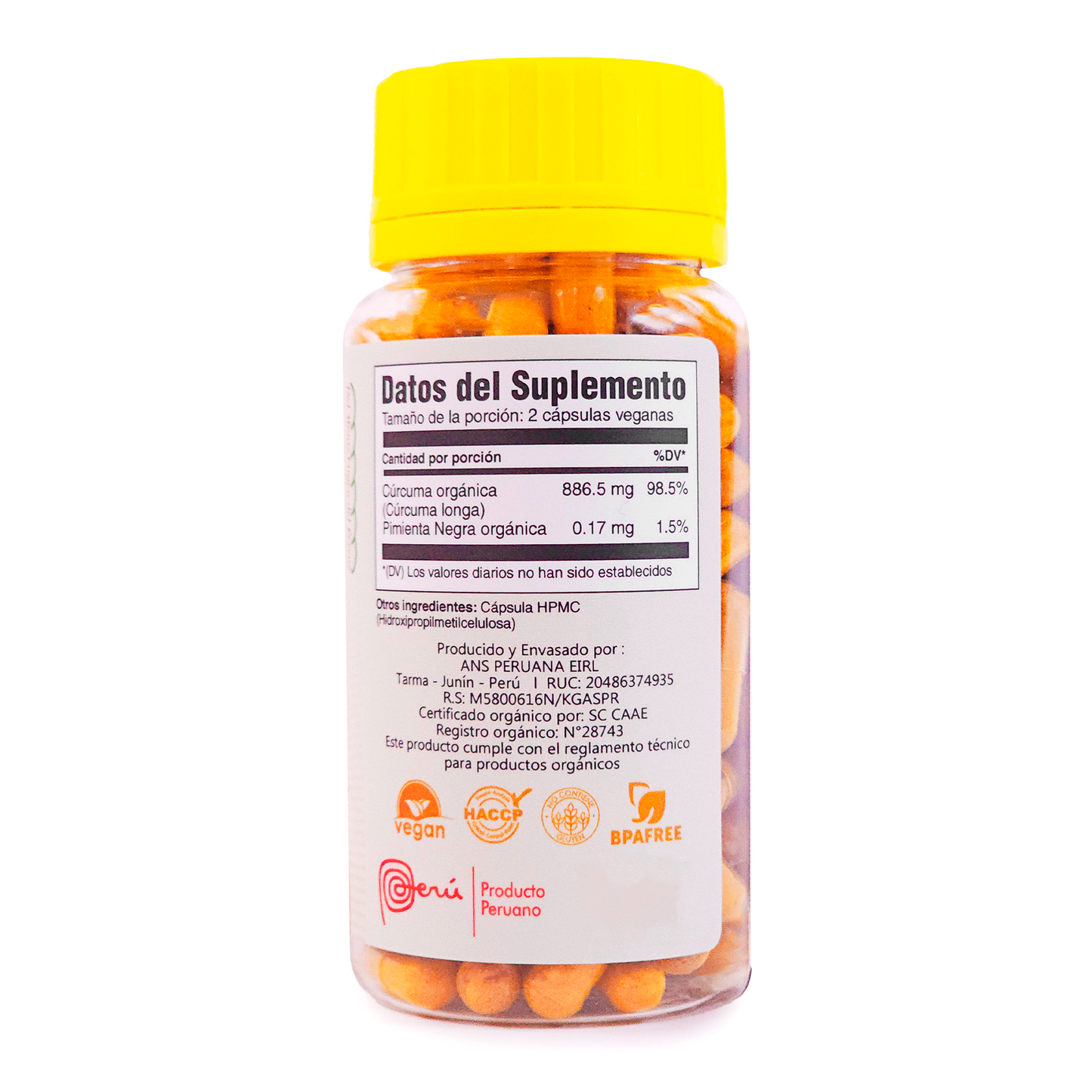 Organic activated turmeric in vegetable capsule