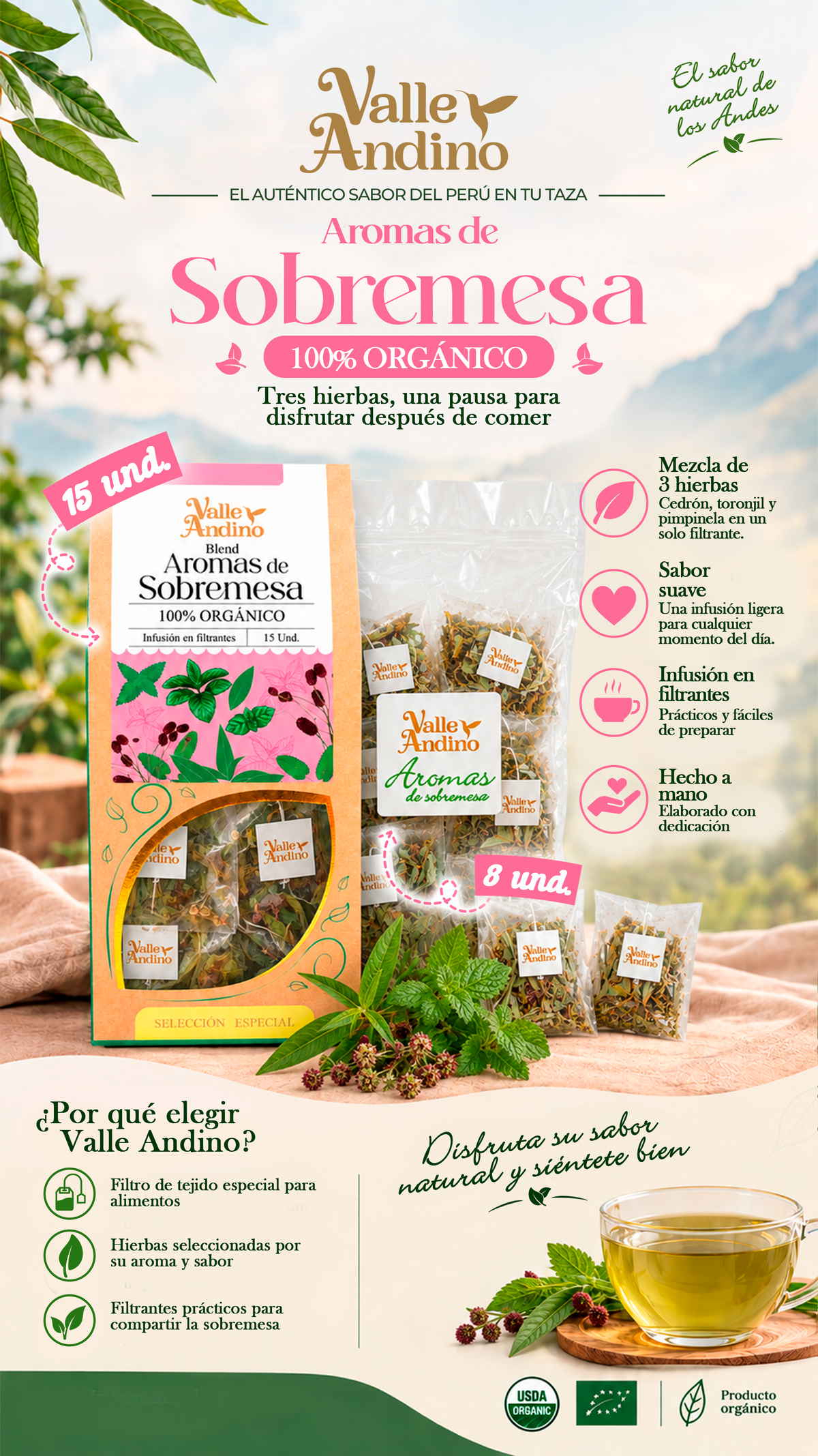 Filtrante Aromas de Sobremesa orgánico