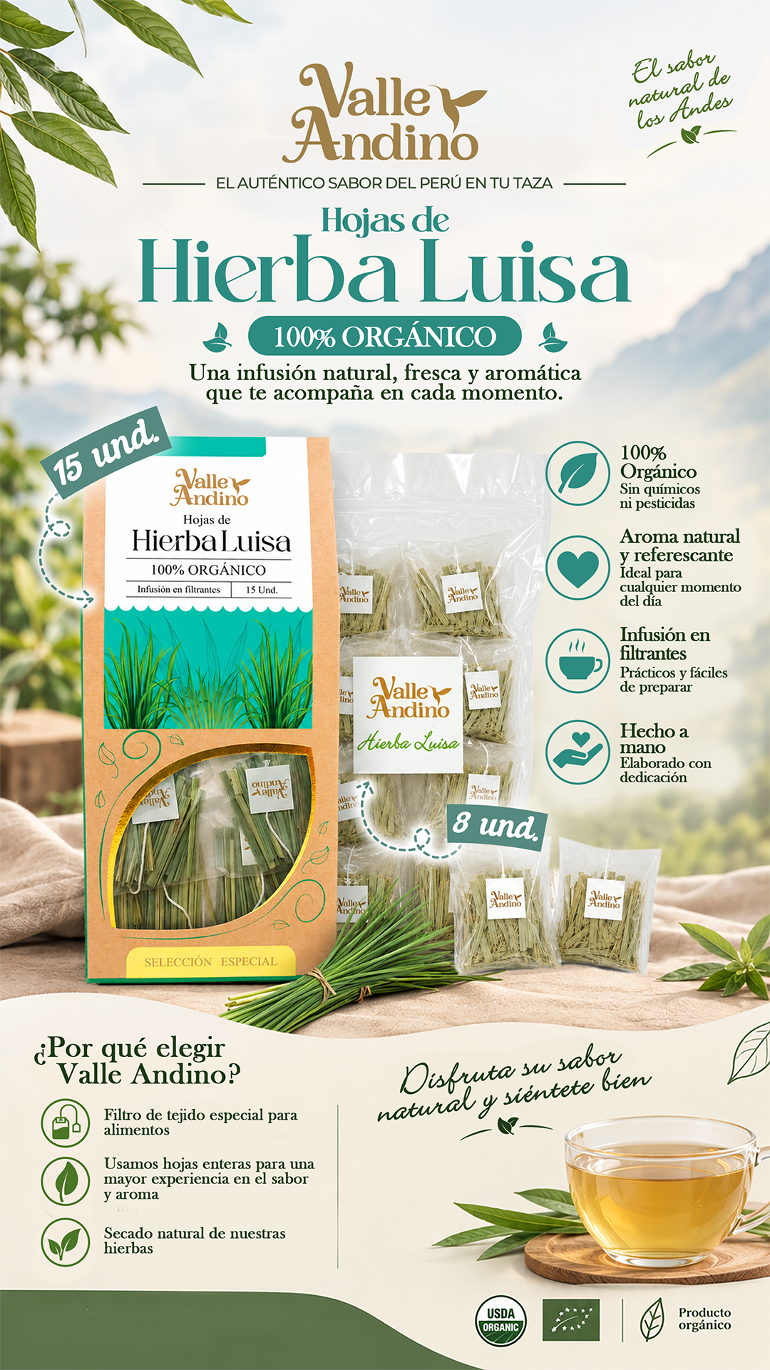 Filtrante de Hierba Luisa orgánico