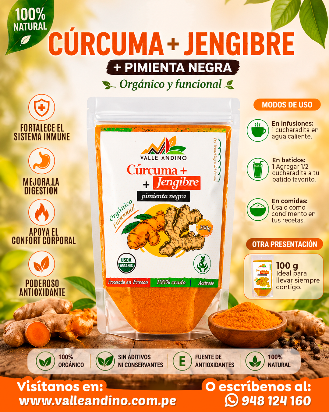 Cúrcuma, jengibre y pimienta negra