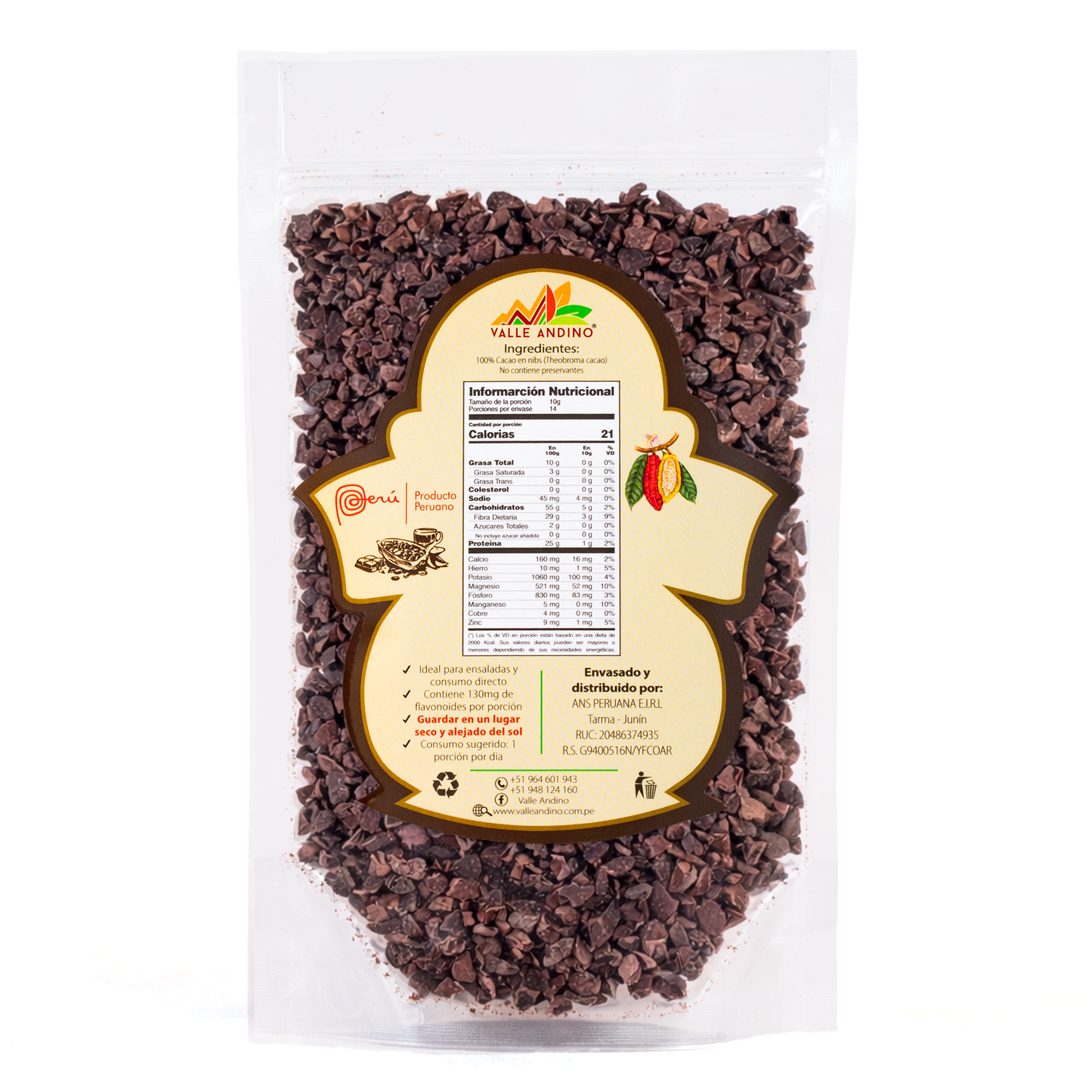 Cacao Nibs orgánico x 140g