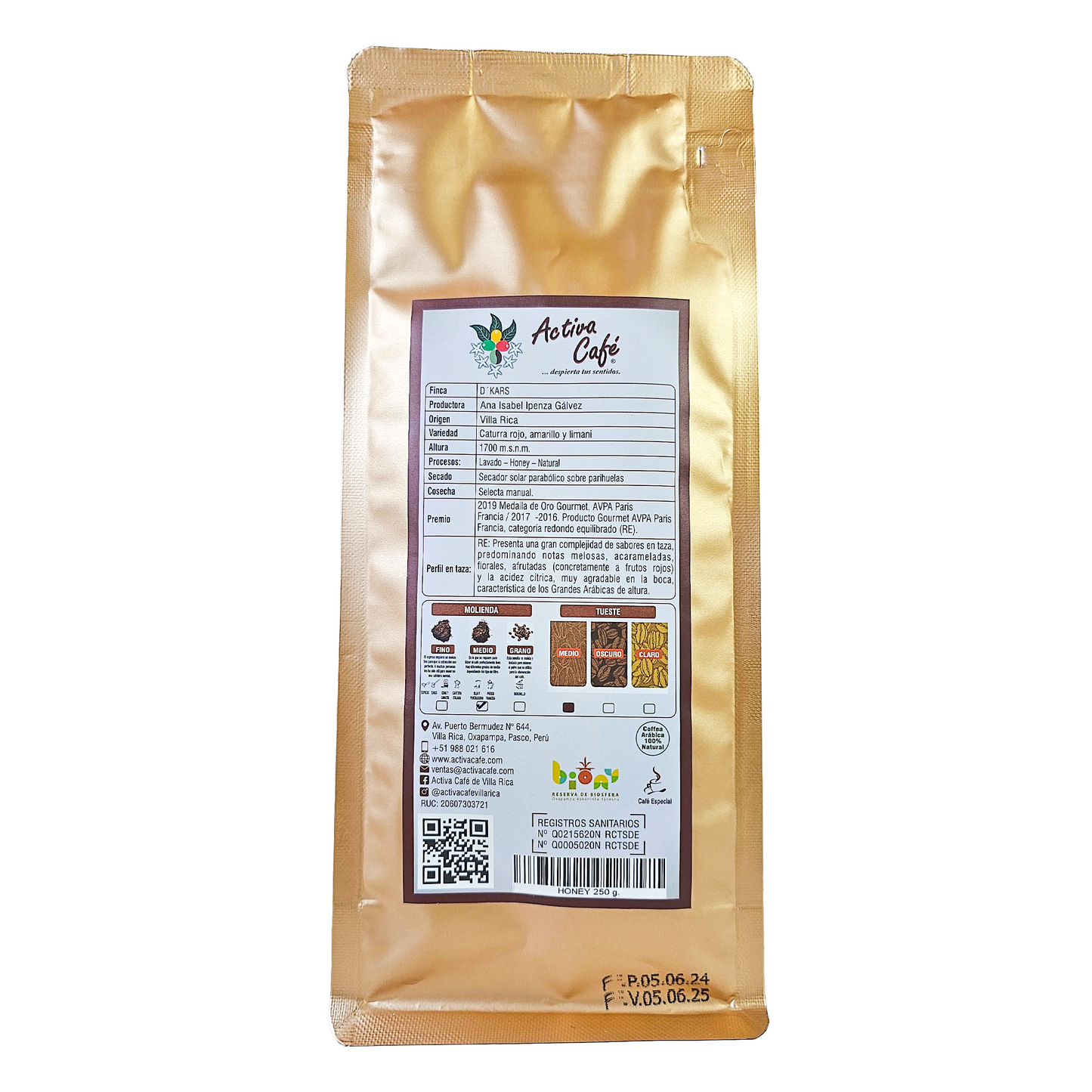 Café de Especialidad Molido Medio "CAFÉ HONEY" 250 g.