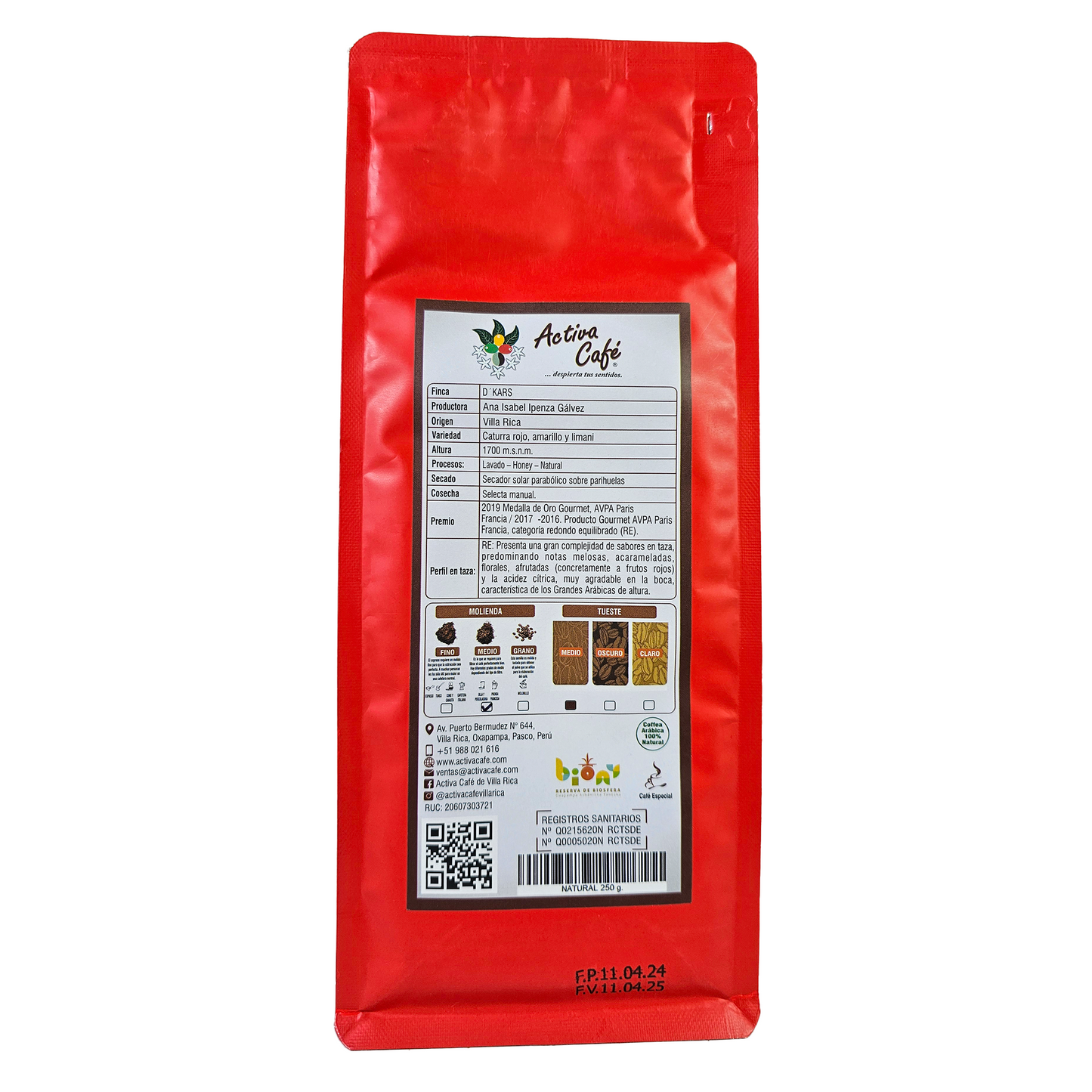 Café de Especialidad Molido Medio "PROCESO NATURAL" 250 g