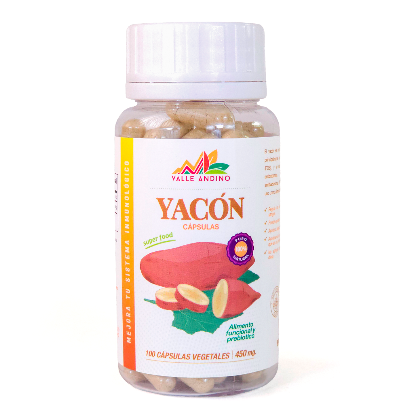 Yacón en cápsulas vegetales x 100 unids