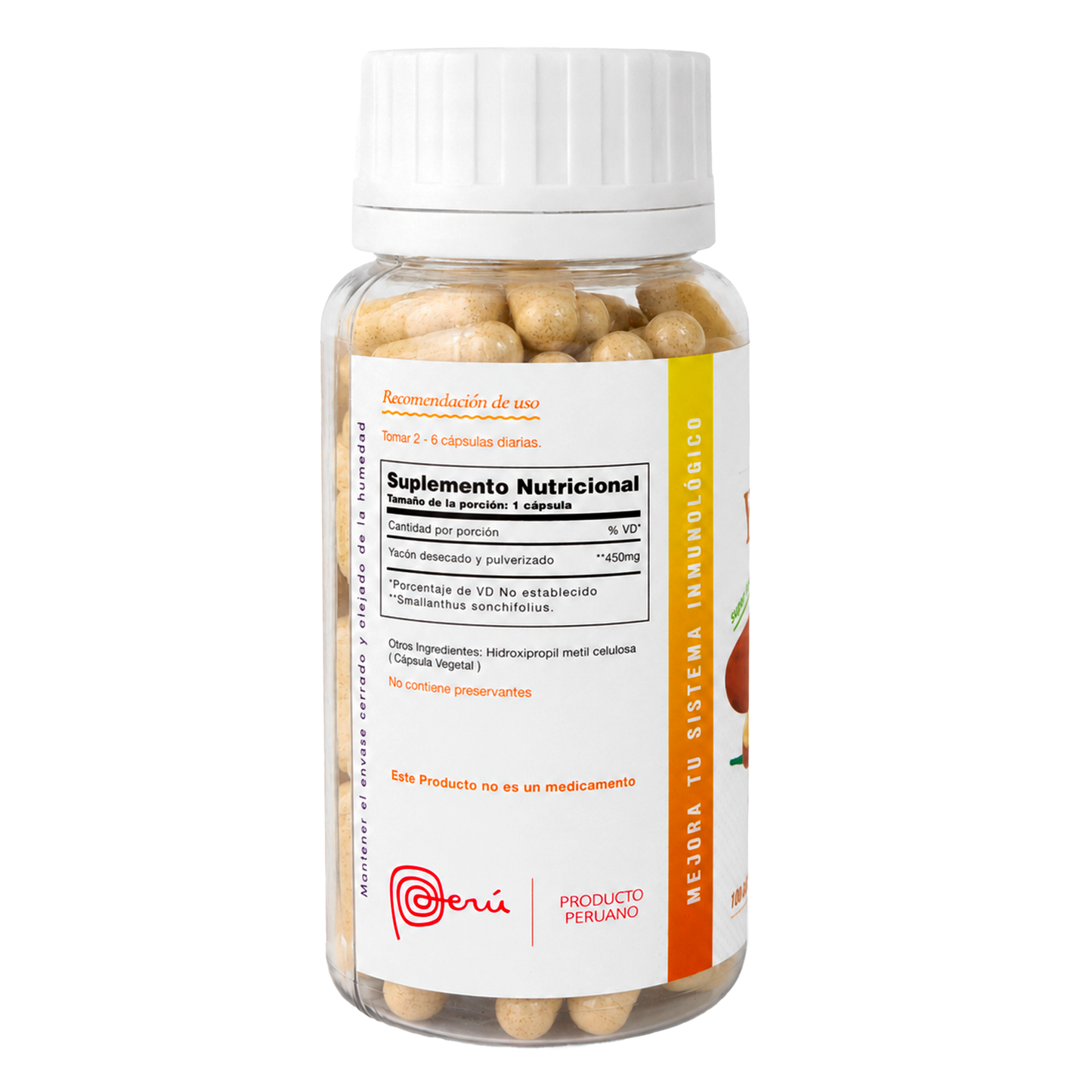 Yacón en cápsulas vegetales x 100 unids