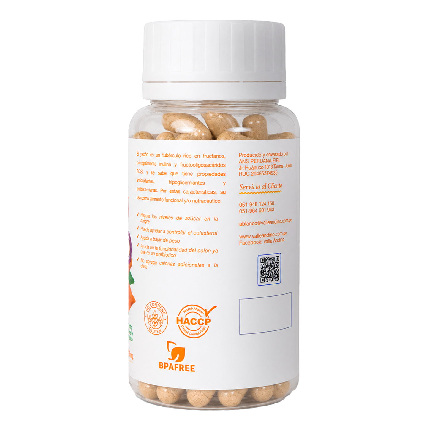 Yacón en cápsulas vegetales x 100 unids