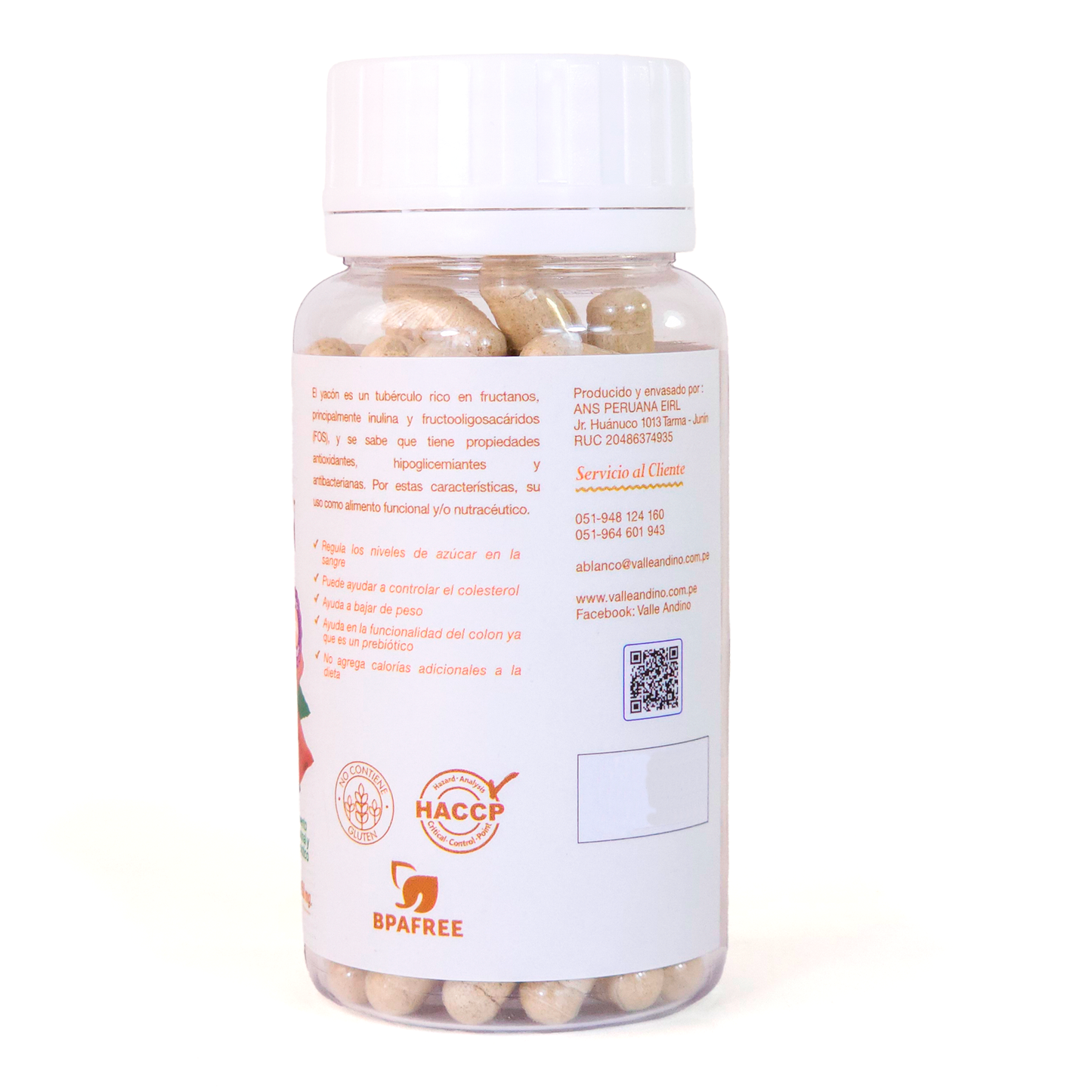 Yacón en cápsulas vegetales x 100 unids