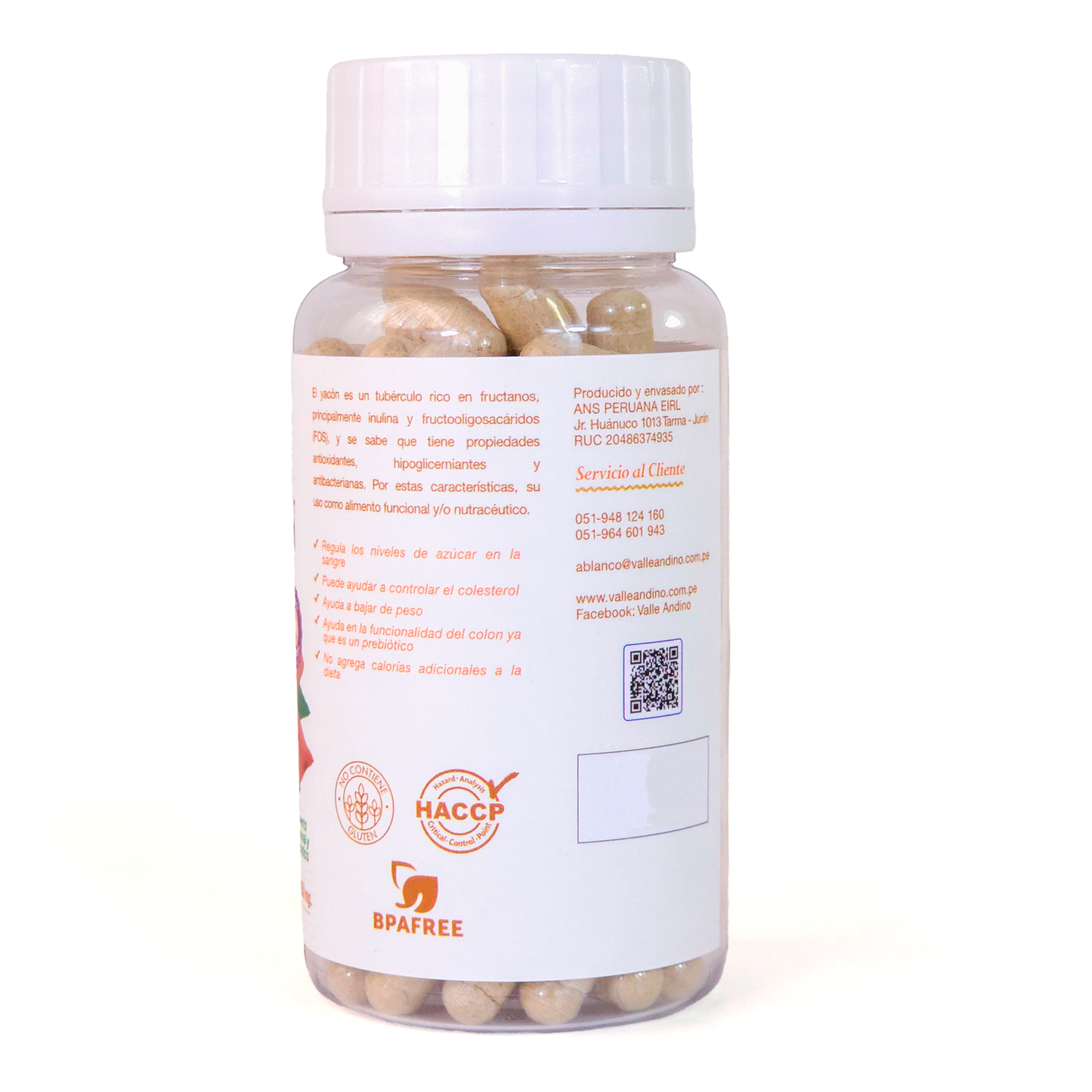 Yacón en cápsulas vegetales x 100 unids