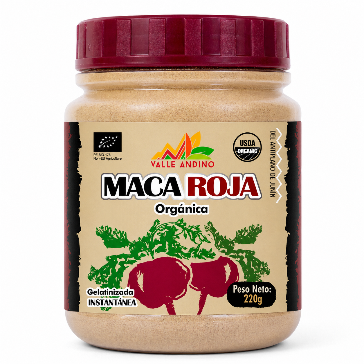 Maca Roja orgánica instantanea en polvo x 220 g
