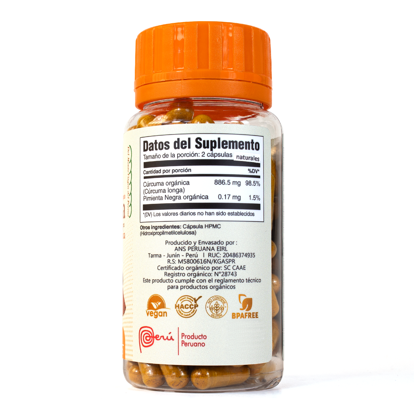 Organic activated turmeric in vegetable capsule