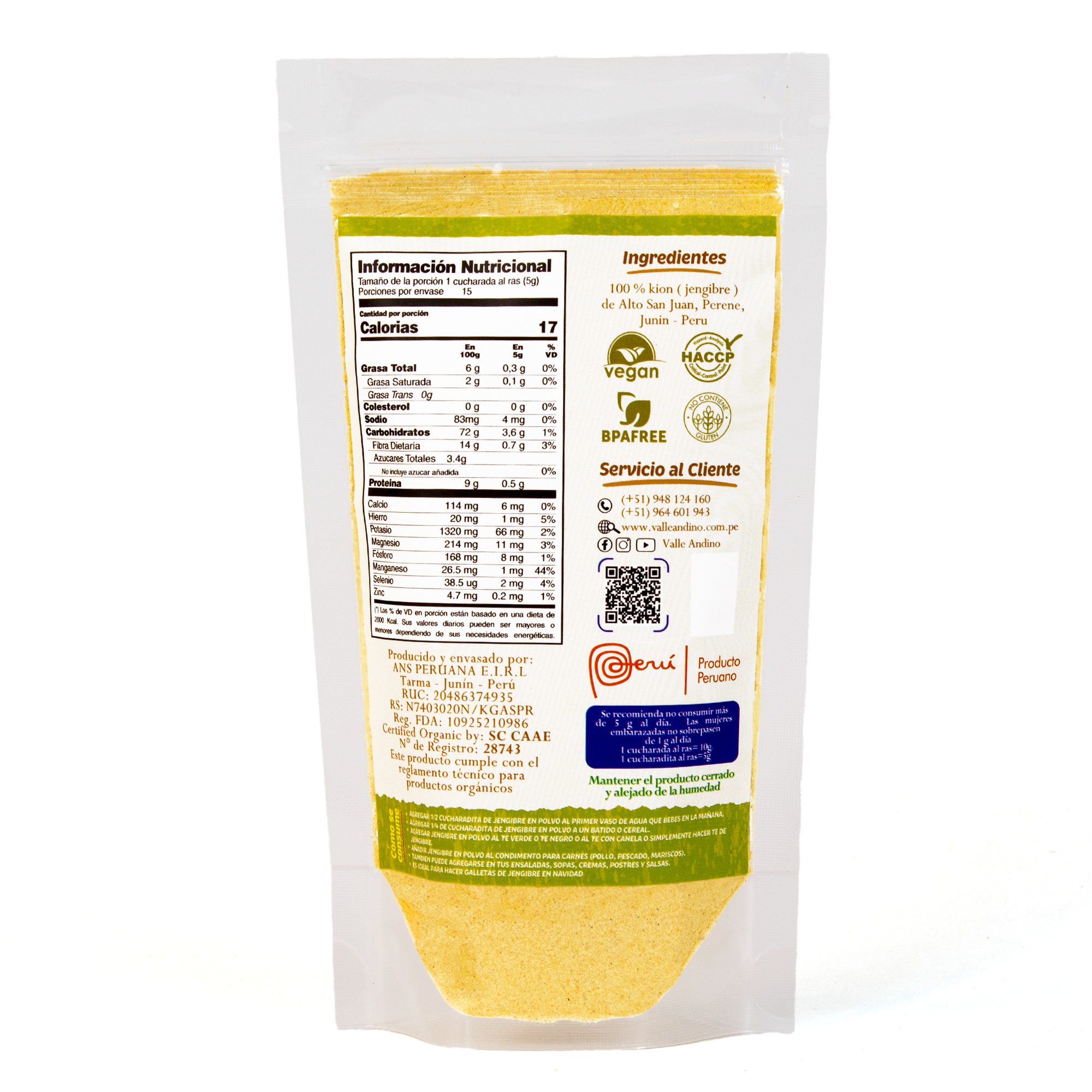 Kión (jengibre) orgánico en polvo 75 g