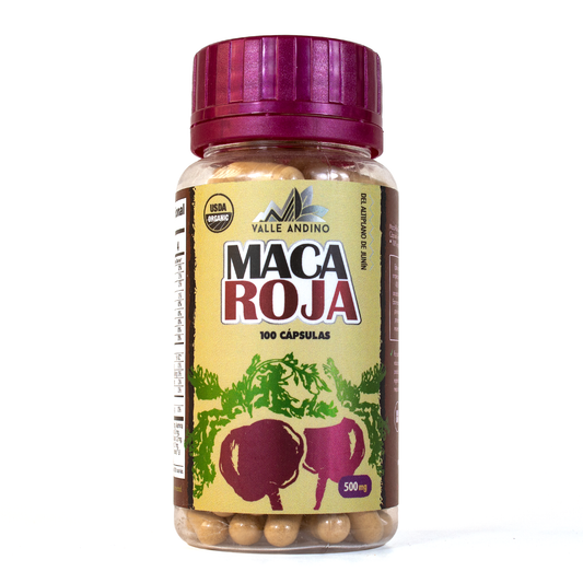 Maca Roja orgánica en cápsulas naturales x 100und