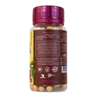 Maca Roja orgánica en cápsulas naturales x 100und