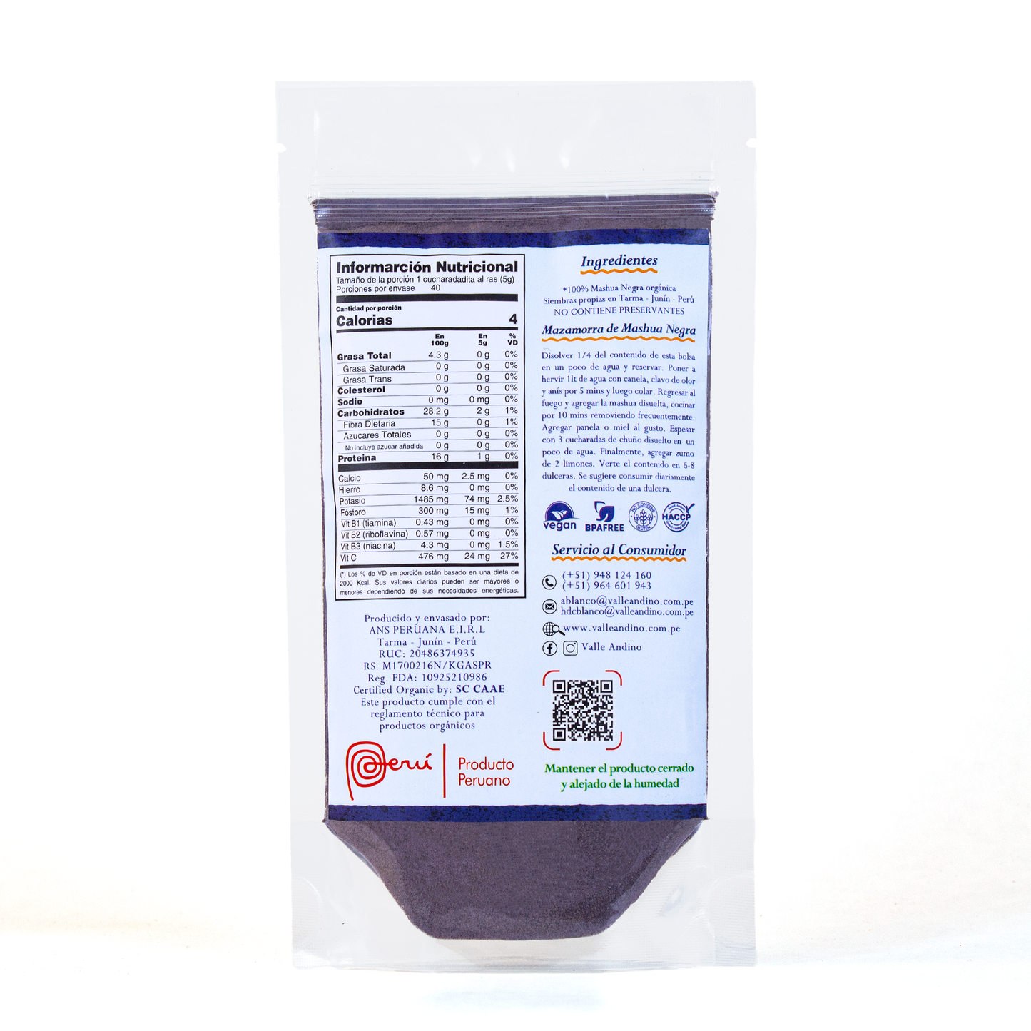 Mashua Negra orgánica en polvo