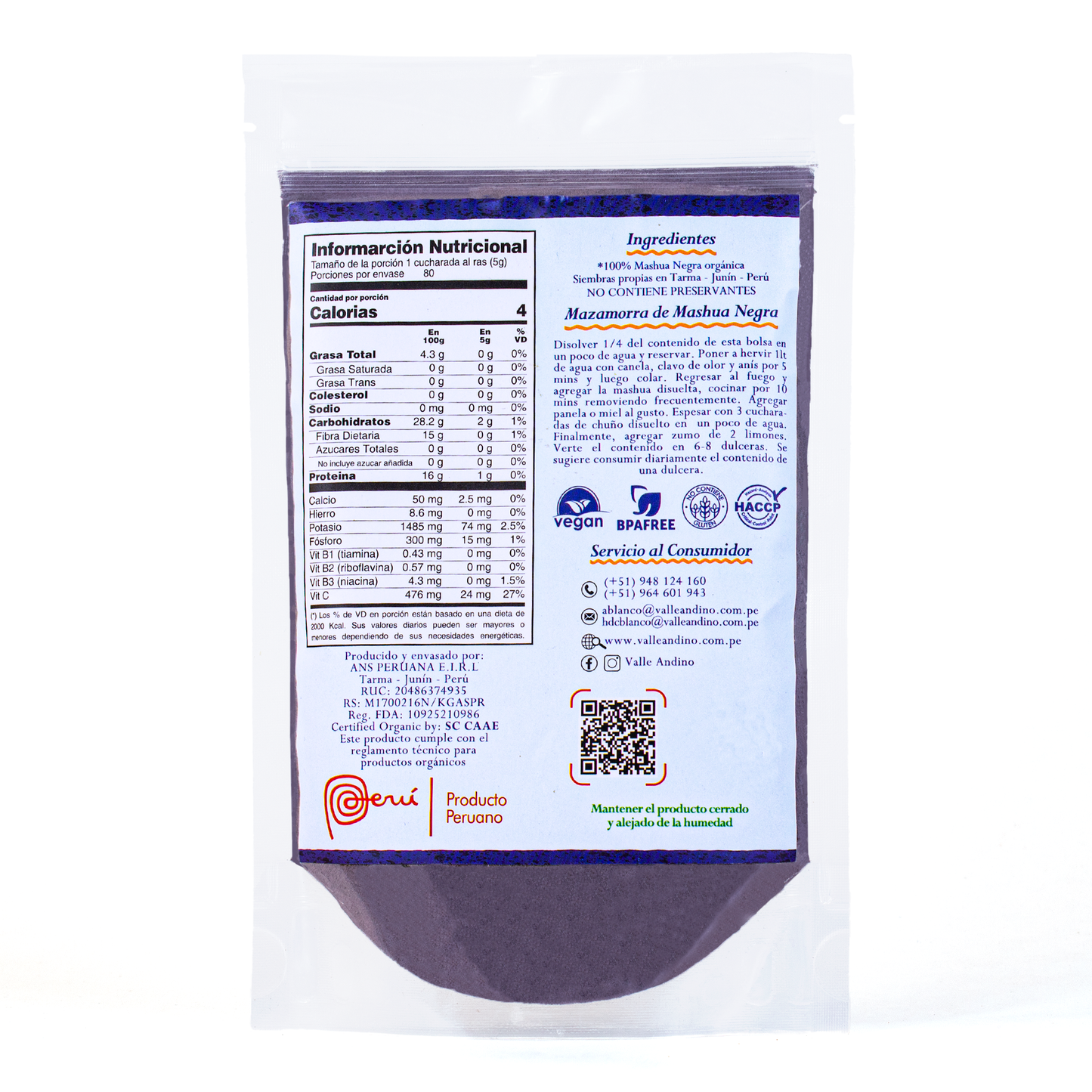 Mashua Negra orgánica en polvo