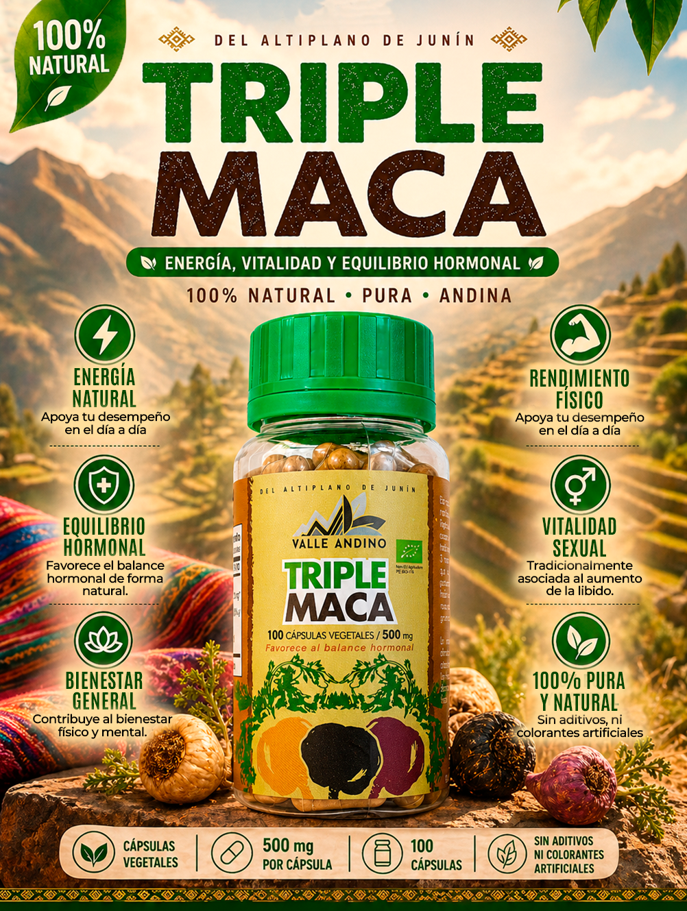 Triple Organic Maca in capsules x 100 units
