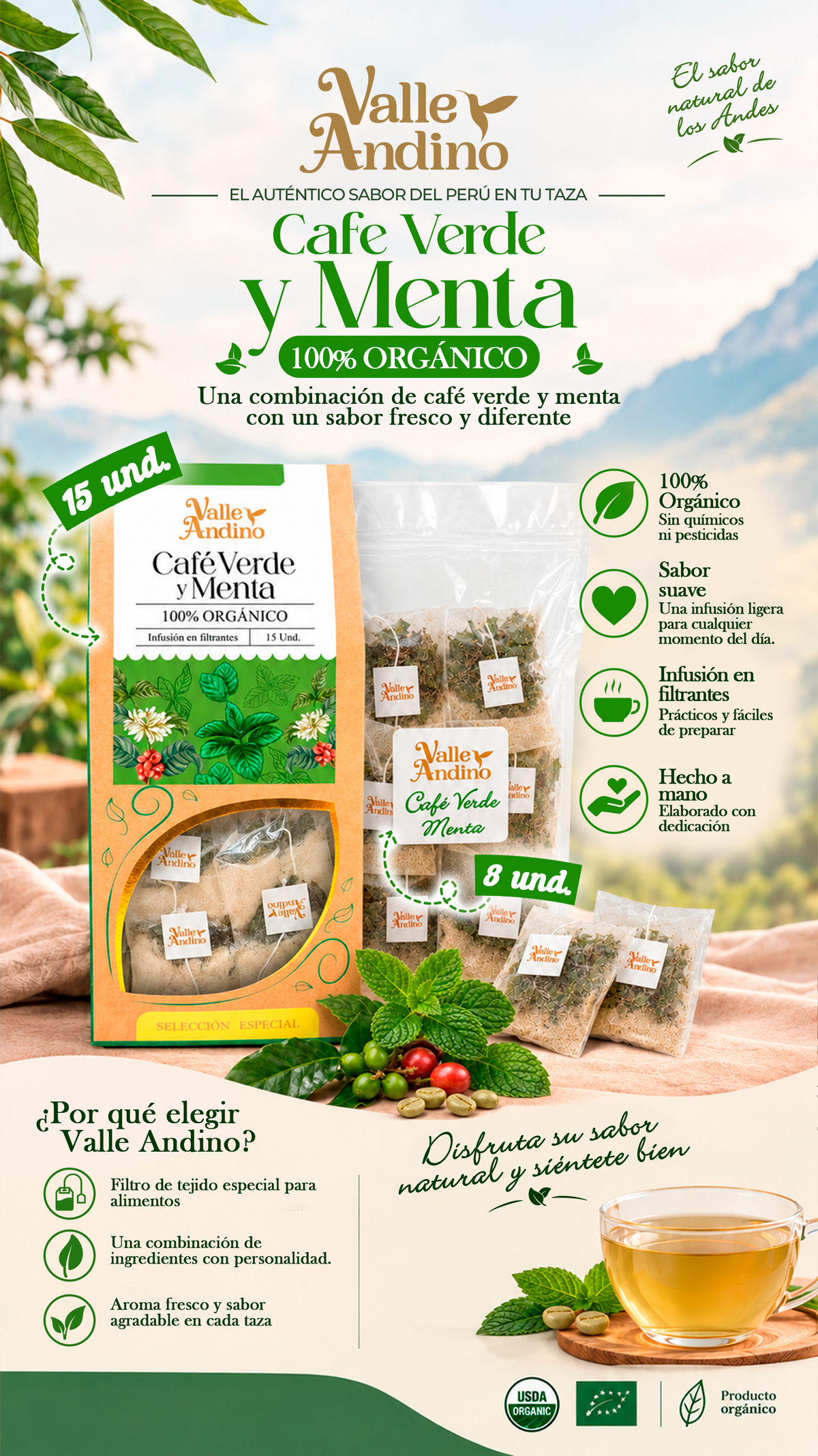 Filtrante de Café Verde y Menta orgánico