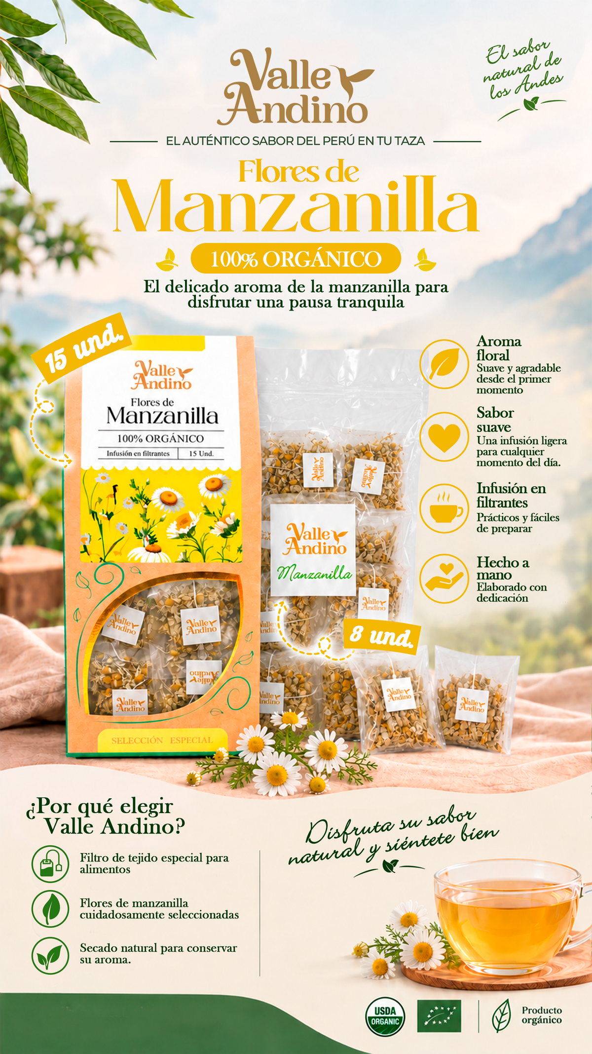 Filtrante de Manzanilla orgánica