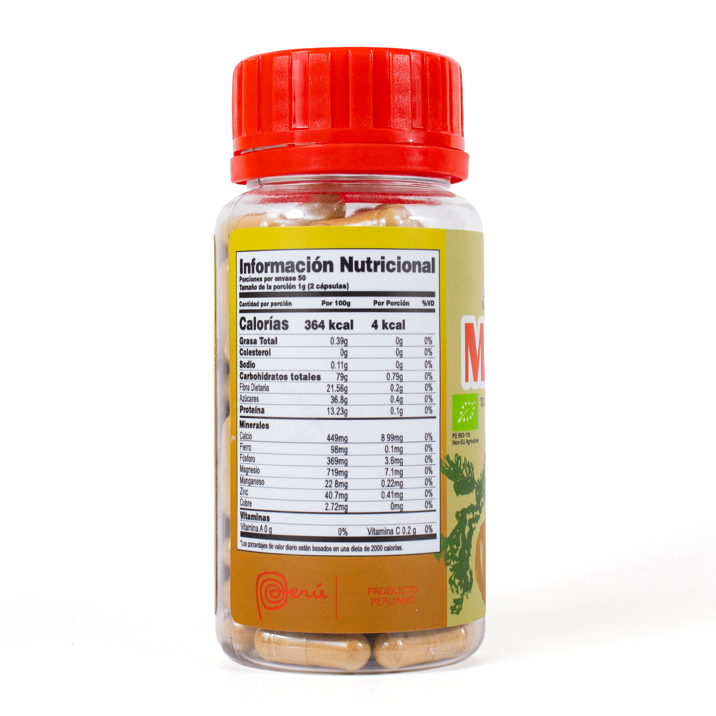Maca Amarilla orgánica en cápsulas x 100 und