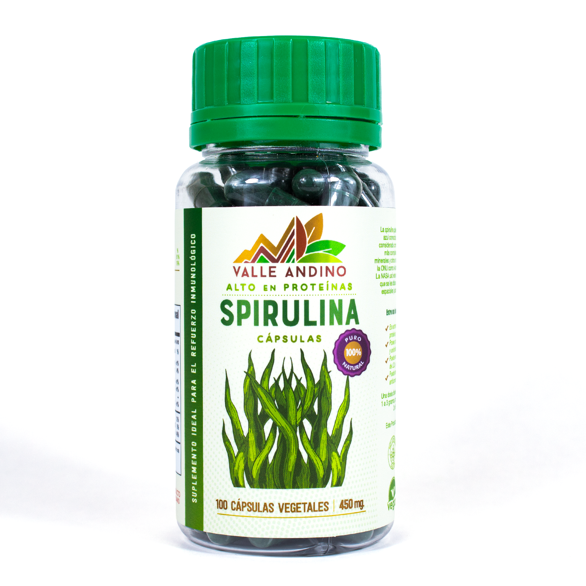 Spirulina natural en cápsulas x 100und