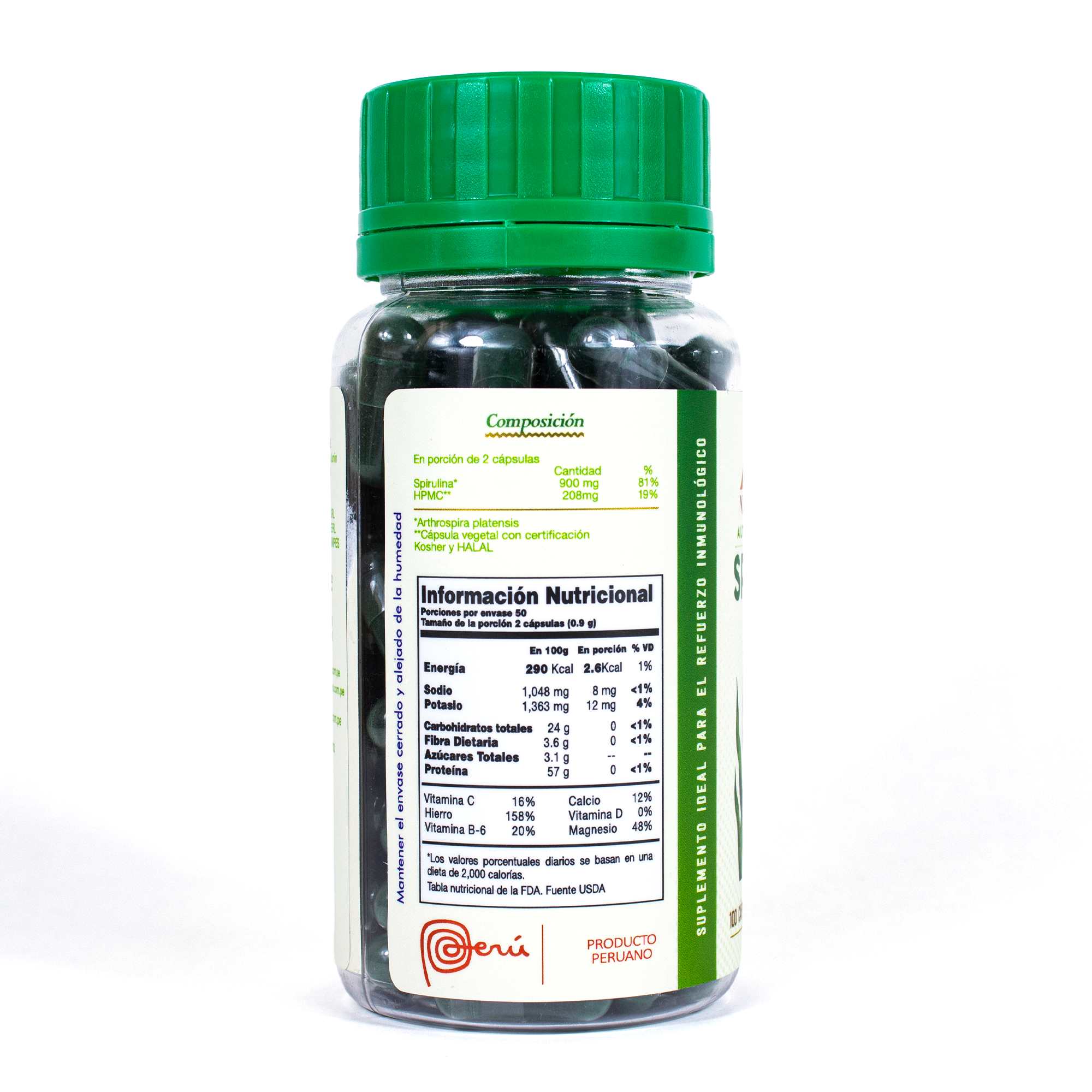 Spirulina natural en cápsulas x 100und