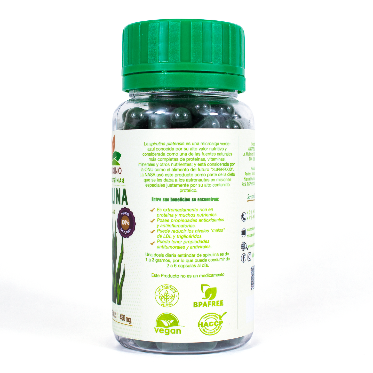 Natural Spirulina in capsules x 100 units