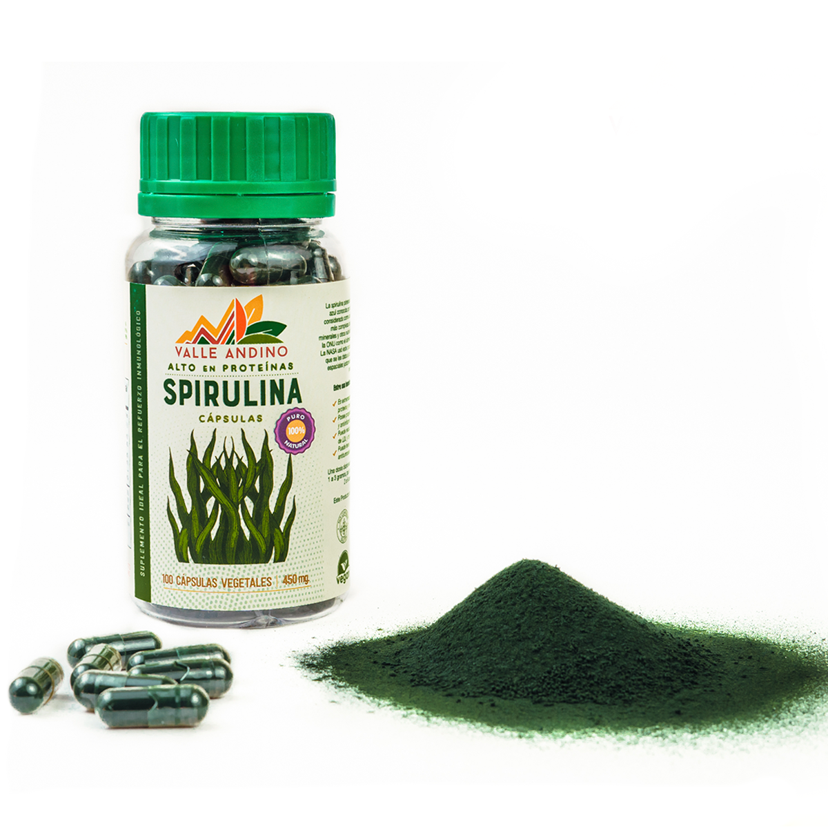Spirulina natural en cápsulas x 100und